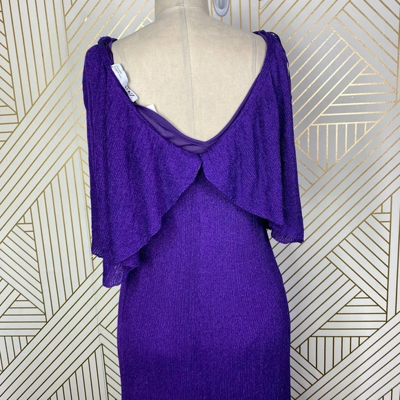 Zara Dress Metallic Thread Shimmer Long Knit Maxi Cape Purple Size US Small - Picture 8 of 12
